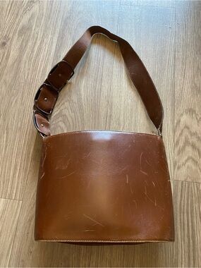Vintage Salvatore Ferragamo Brown Leather Shoulder Bag Made in Italy